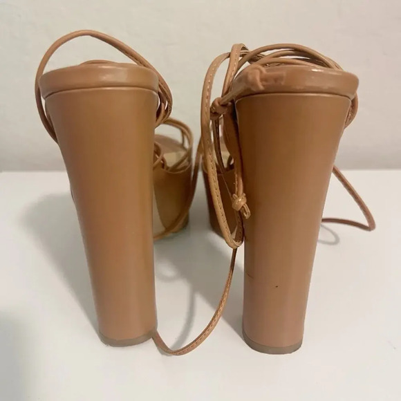 TONY BIANCO Jemma Sandal in Tan Como size 8.5 platform ankle tie - Picture 7 of 13